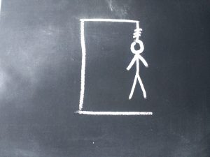 creepy image of a hangman drawn in chalk